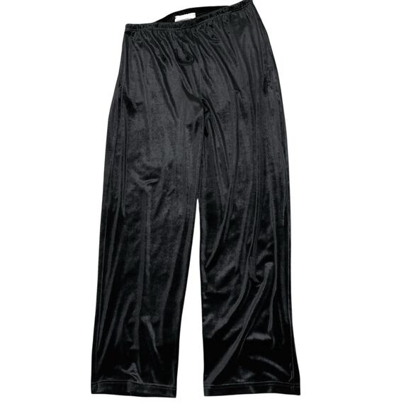 Liz Claiborne Pants Women Large Pull On Elastic Waist Black Velour Soft Flowy - Picture 2 of 6
